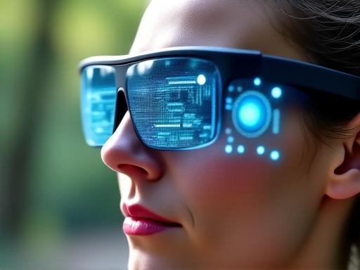 Smartglasses displaying fitness notifications and AR interface